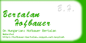bertalan hofbauer business card